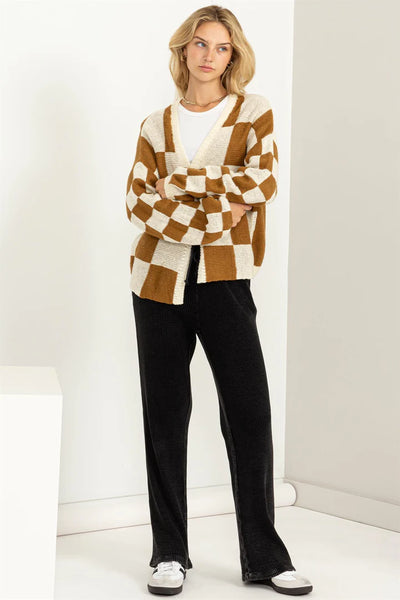 reserved for fun cardigan | brown + cream