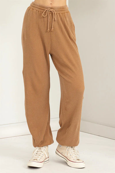 found my happy ribbed joggers | pale brown