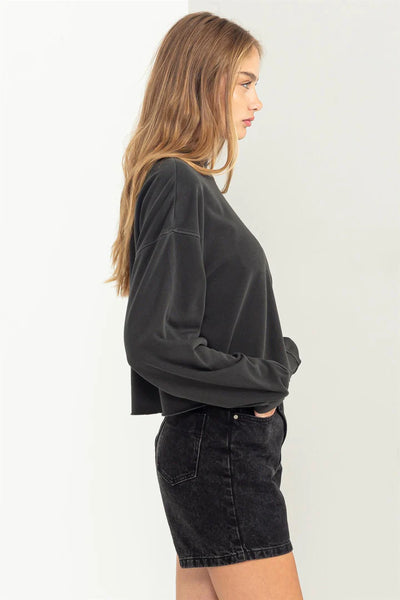 feelin' the vibe cropped sweatshirt | black