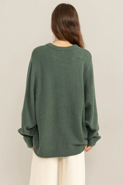 relaxing retreat oversized sweater | gray green