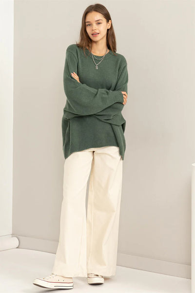 relaxing retreat oversized sweater | gray green