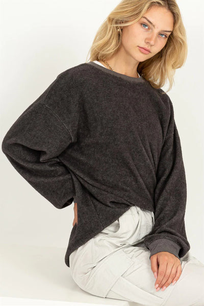 special place oversized top | charcoal