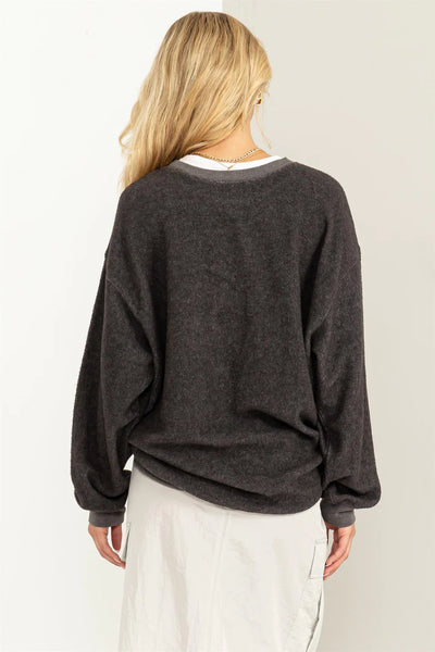 special place oversized top | charcoal