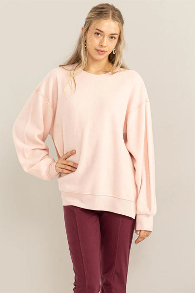 essence of comfort oversized pullover | dusty pink