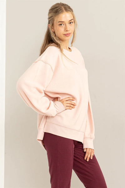 essence of comfort oversized pullover | dusty pink