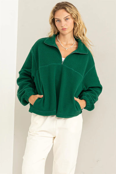 change of scenery sherpa pullover | pine green