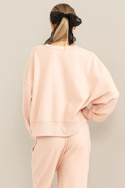 chill vibes oversized pullover | dusty pink