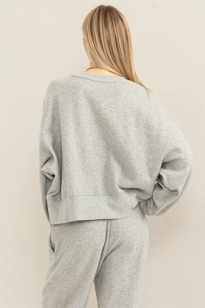 chill vibes oversized pullover | heather gray
