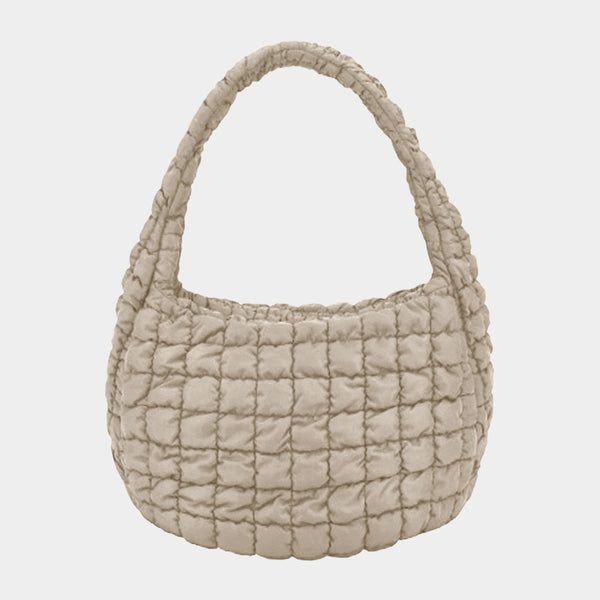 large quilted puffer tote | beige