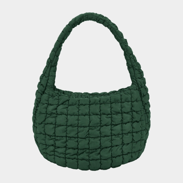 large quilted puffer tote | green