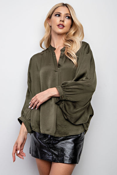 new found love satin top | olive