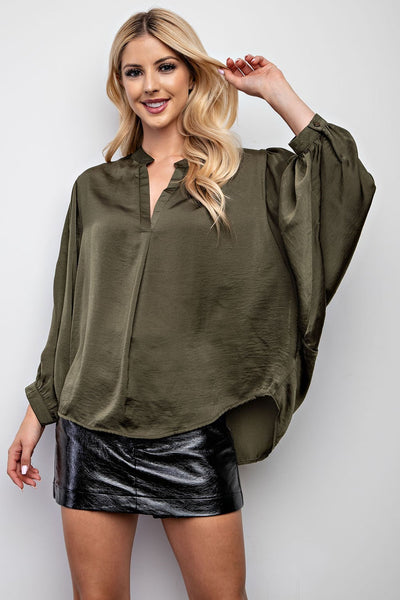 new found love satin top | olive
