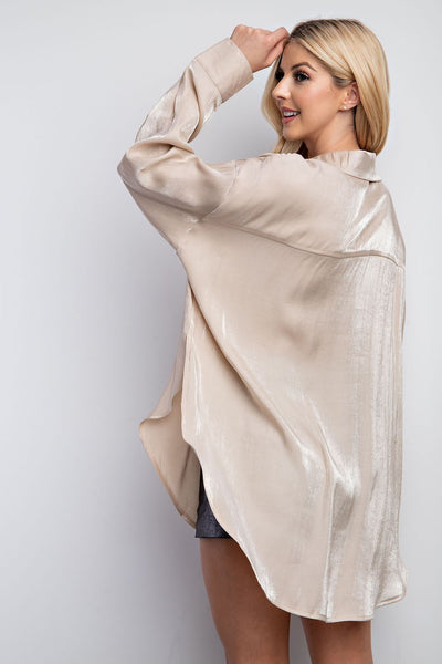 living legacy button down top | champagne