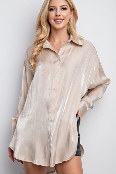 living legacy button down top | champagne