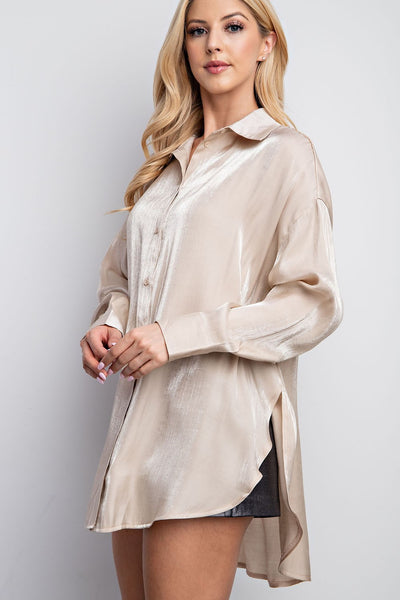 living legacy button down top | champagne