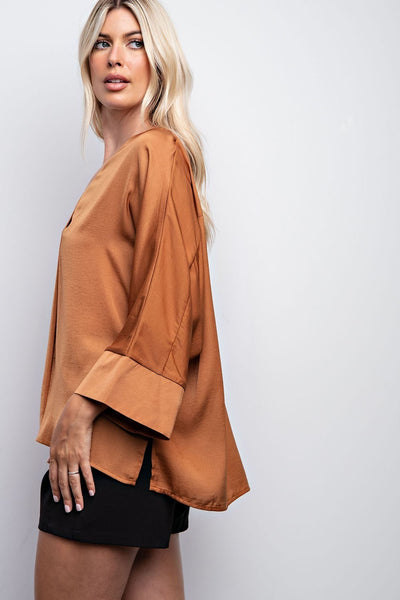 asking for more satin top | camel