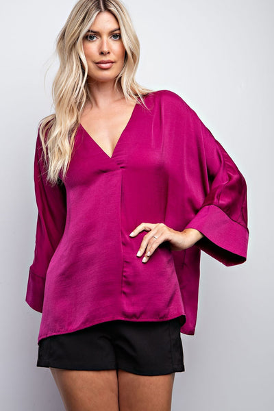 asking for more satin top | plum