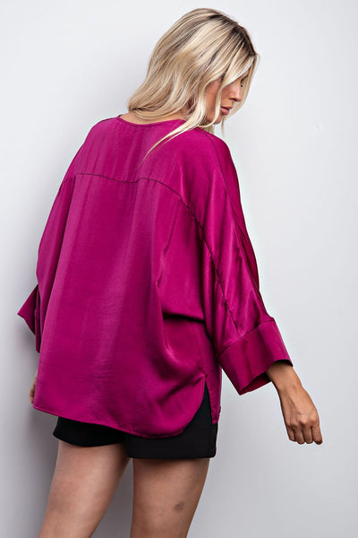 asking for more satin top | plum