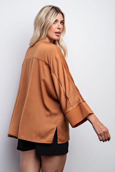 asking for more satin top | camel