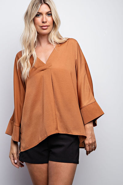 asking for more satin top | camel
