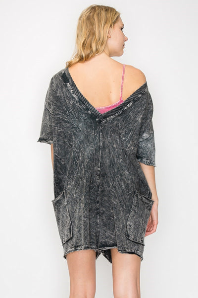 bayside breeze washed romper | ash black