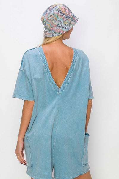 bayside breeze washed romper | indigo