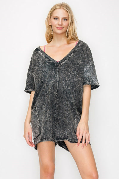 bayside breeze washed romper | ash black