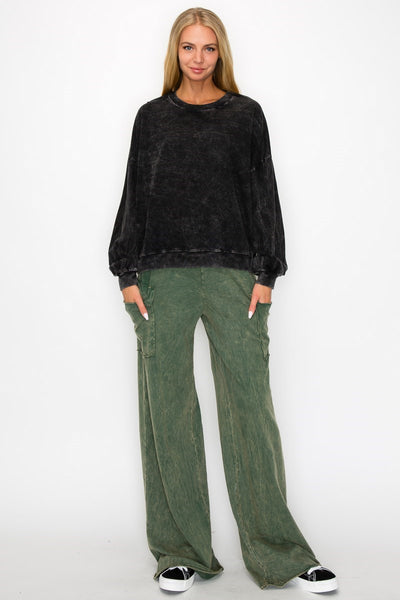 true devotion open back terry sweatshirt | black