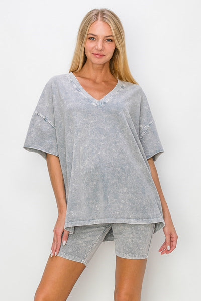 lead the way mineral wash tee | stone blue