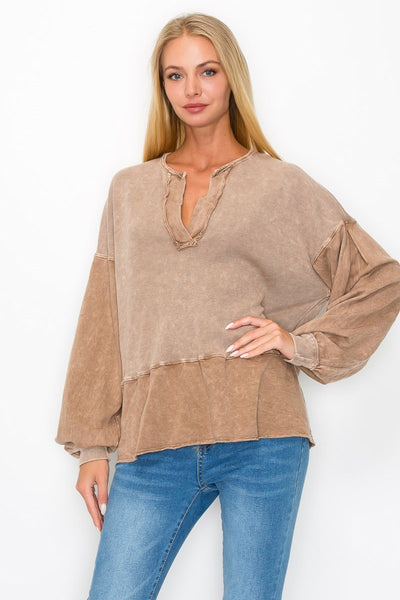 my lucky break washed top | mocha