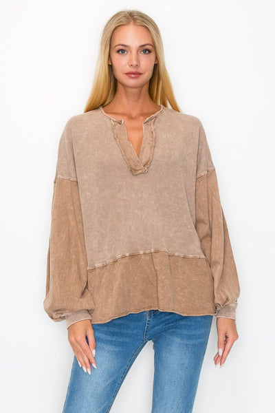 my lucky break washed top | mocha