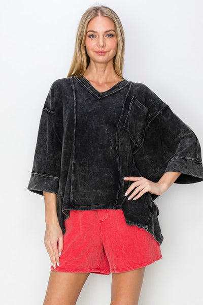 always essential washed top | black