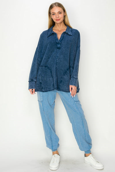 down memory lane washed top | navy