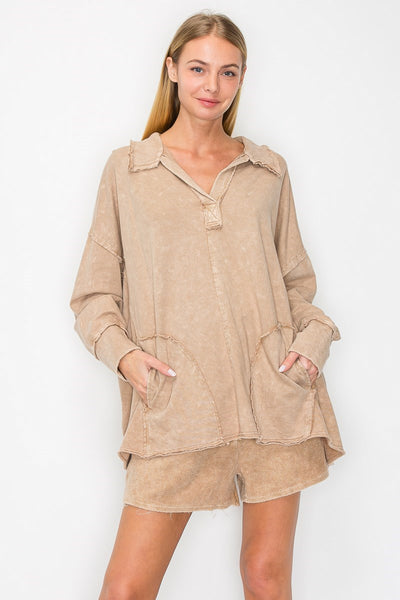 down memory lane washed top | taupe
