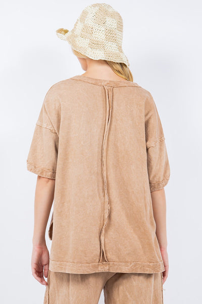 embrace today tulip sleeve top | taupe
