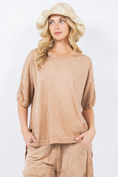 embrace today tulip sleeve top | taupe