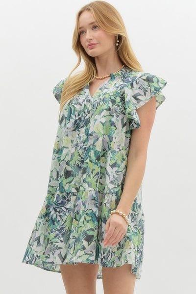 dreamcatcher sky sleeveless ruffle mini dress | apple green