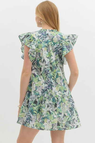 dreamcatcher sky sleeveless ruffle mini dress | apple green