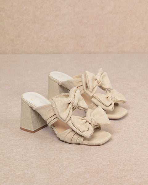 Mi.iM Lucy linen bow heel | natural