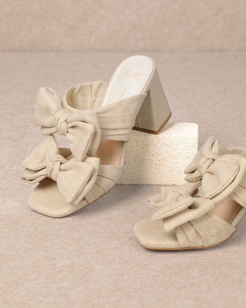 Mi.iM Lucy linen bow heel | natural