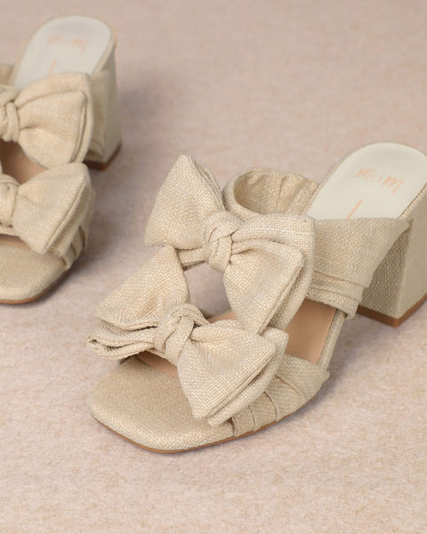 Mi.iM Lucy linen bow heel | natural