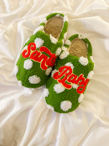 santa baby slippers | green + white