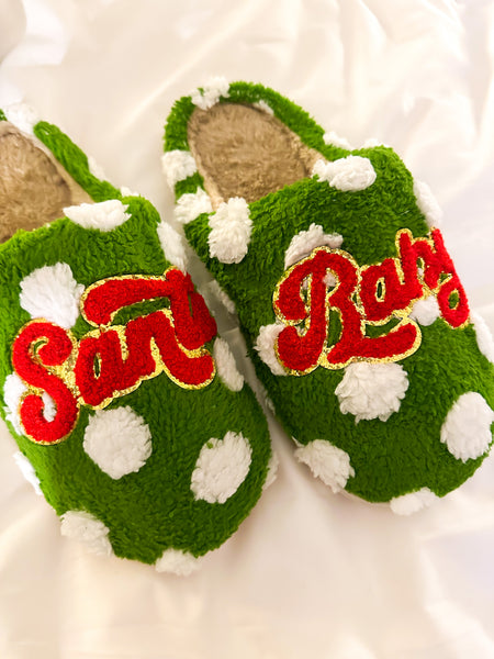 santa baby slippers | green + white