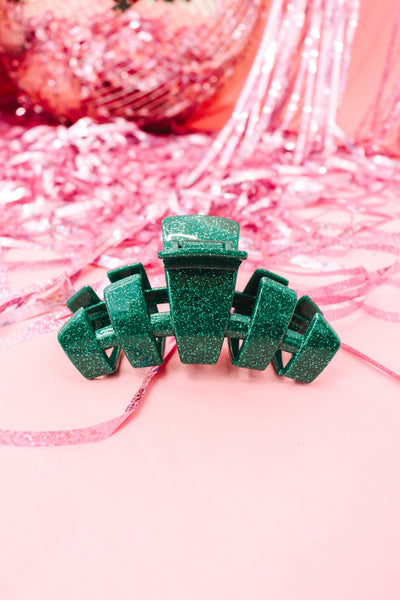 teleties classic clip, large | green glitter