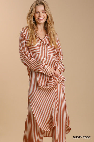 kiss the sun button down midi dress | dusty rose