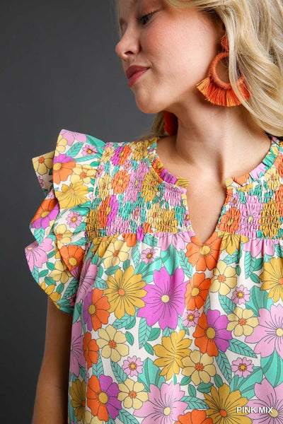 pure charm floral print dress | pink mix