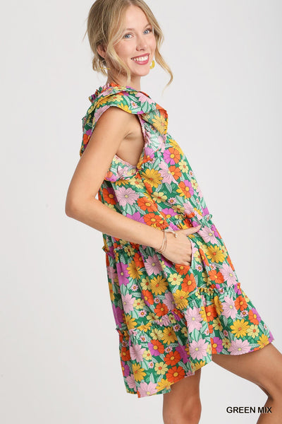 pure charm floral print dress | green mix