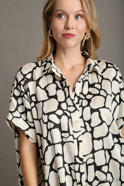 upscale energy button down top | cream mix
