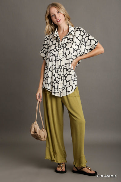 upscale energy button down top | cream mix