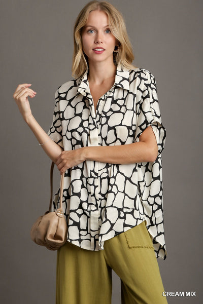 upscale energy button down top | cream mix